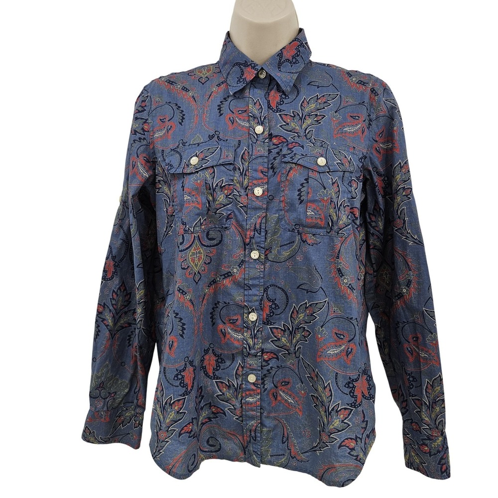 VTG Lauren Jeans Co Ralph Lauren Shirt Women SP Blue Western Equestrian Heritage